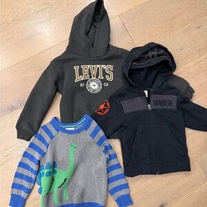 Boys toddler 4T / 3T Hoodie Sweatshirt Sweater LOT Star Wars Levi’s Dinosaur